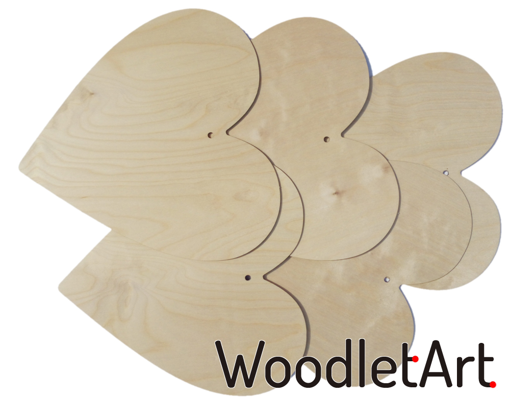 Serca drewniane 30cm